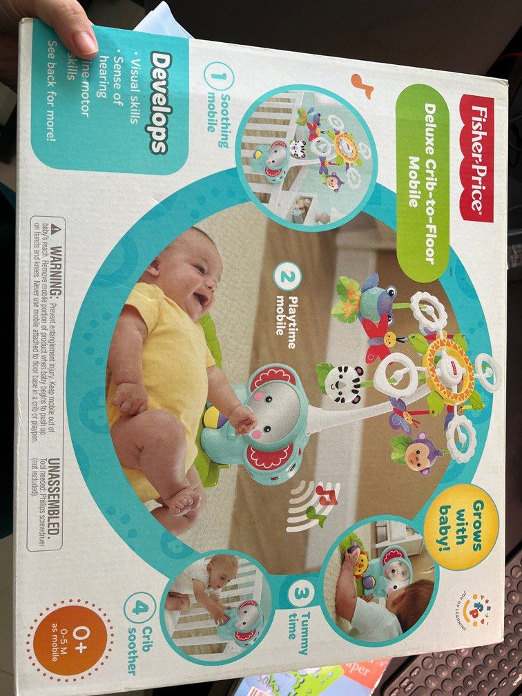 Fisher price deluxe crib to sales floor mobile