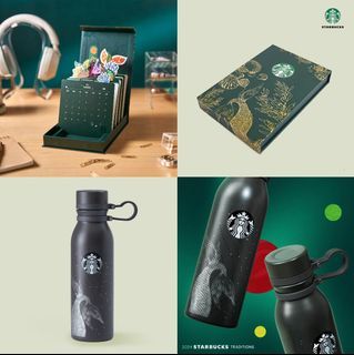 [BUNDLE] Starbucks® Traditions: Ebony Stainless Steel Tumbler & Siren Desk Calendar 2024 Collection