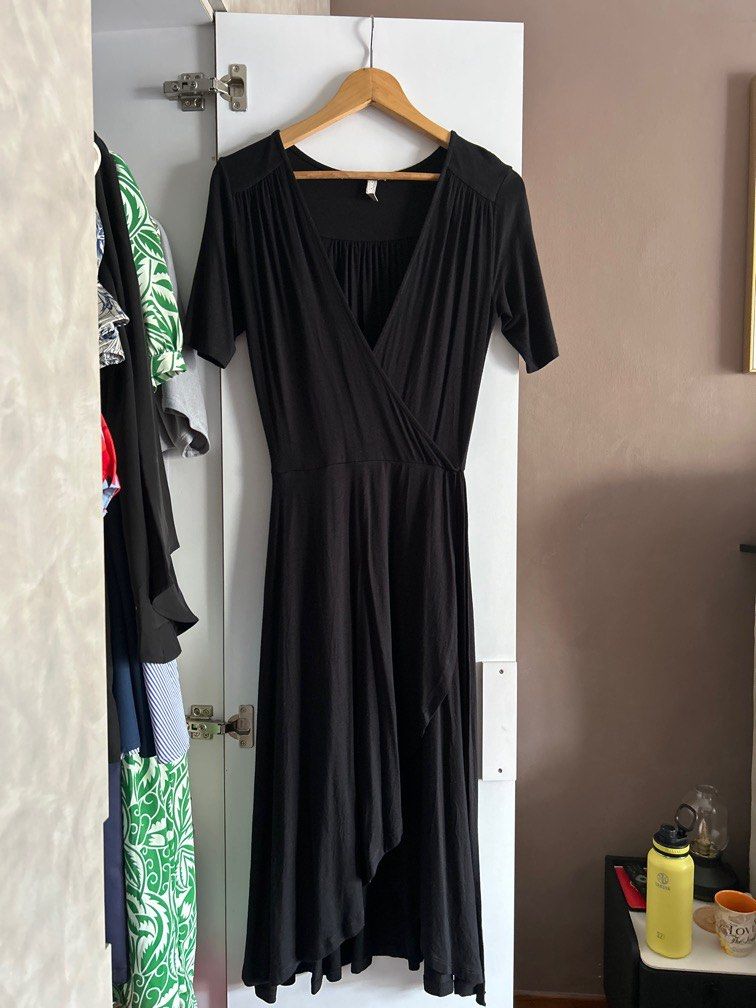 Casual black wrap new arrivals dress