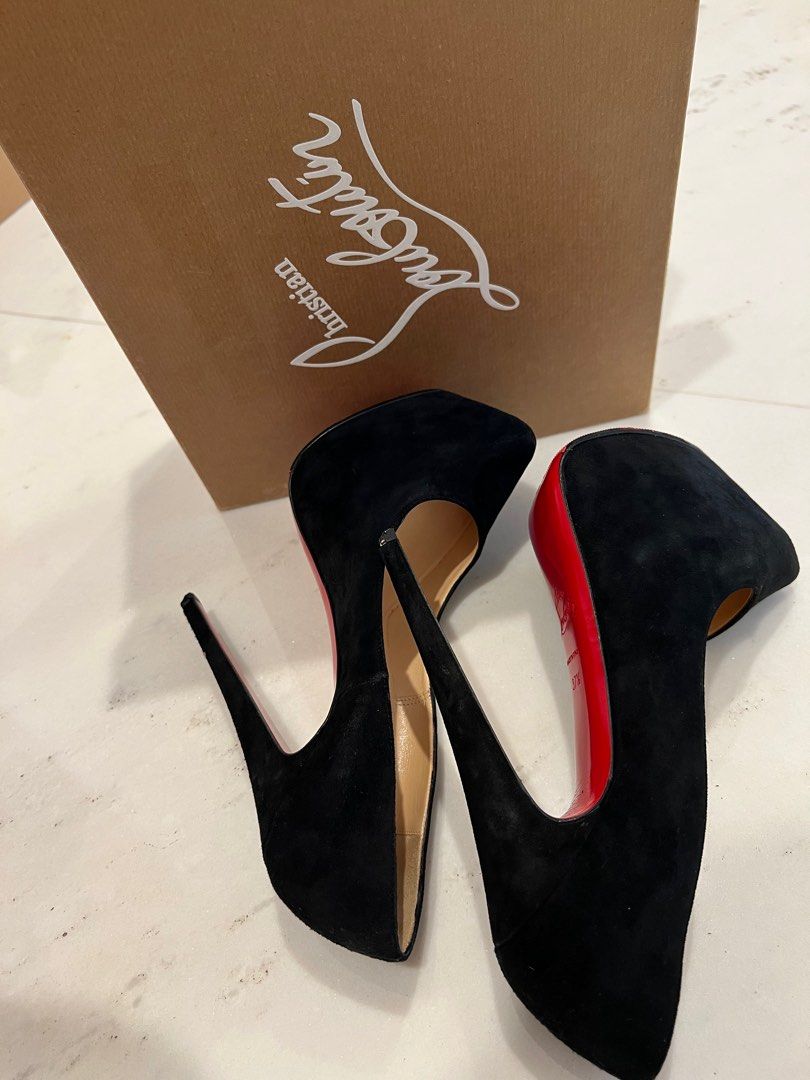 Christian Louboutin Black Daffodile Veau Velours Pump Heels