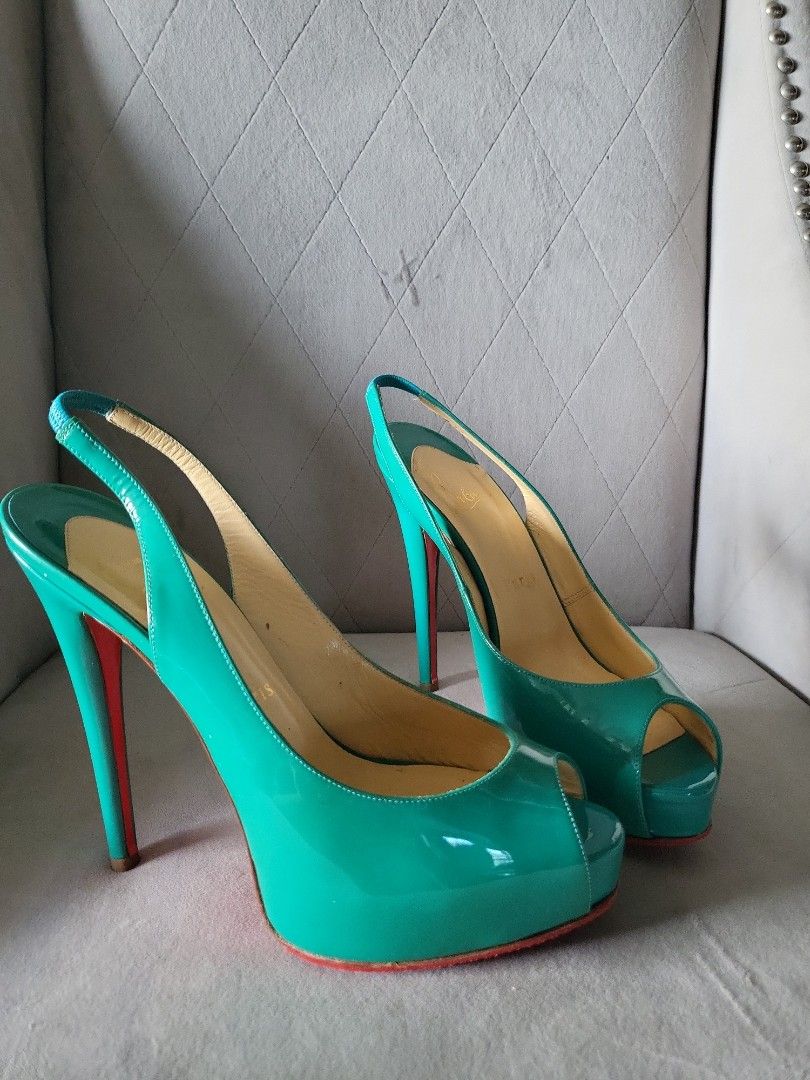 Christian Louboutin Super High Heels Emerald Green 37 Luxury