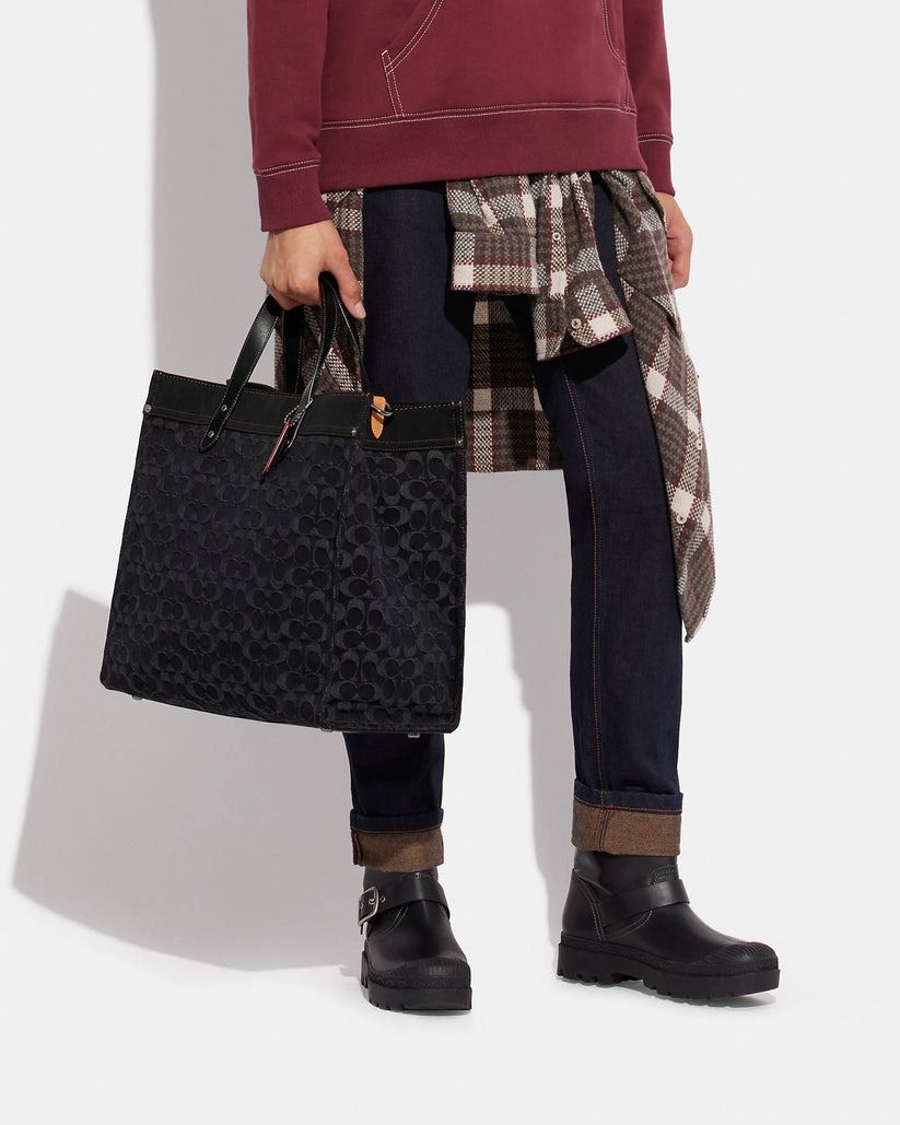 Coach taylor tote denim cheap