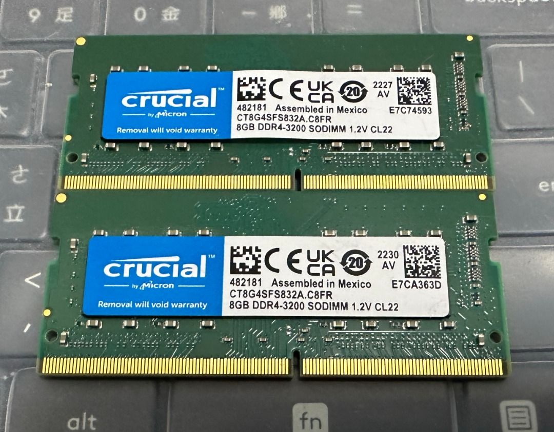 Crucial 8GB DDR4 3200 x 2條, 電腦＆科技, 電腦周邊及配件