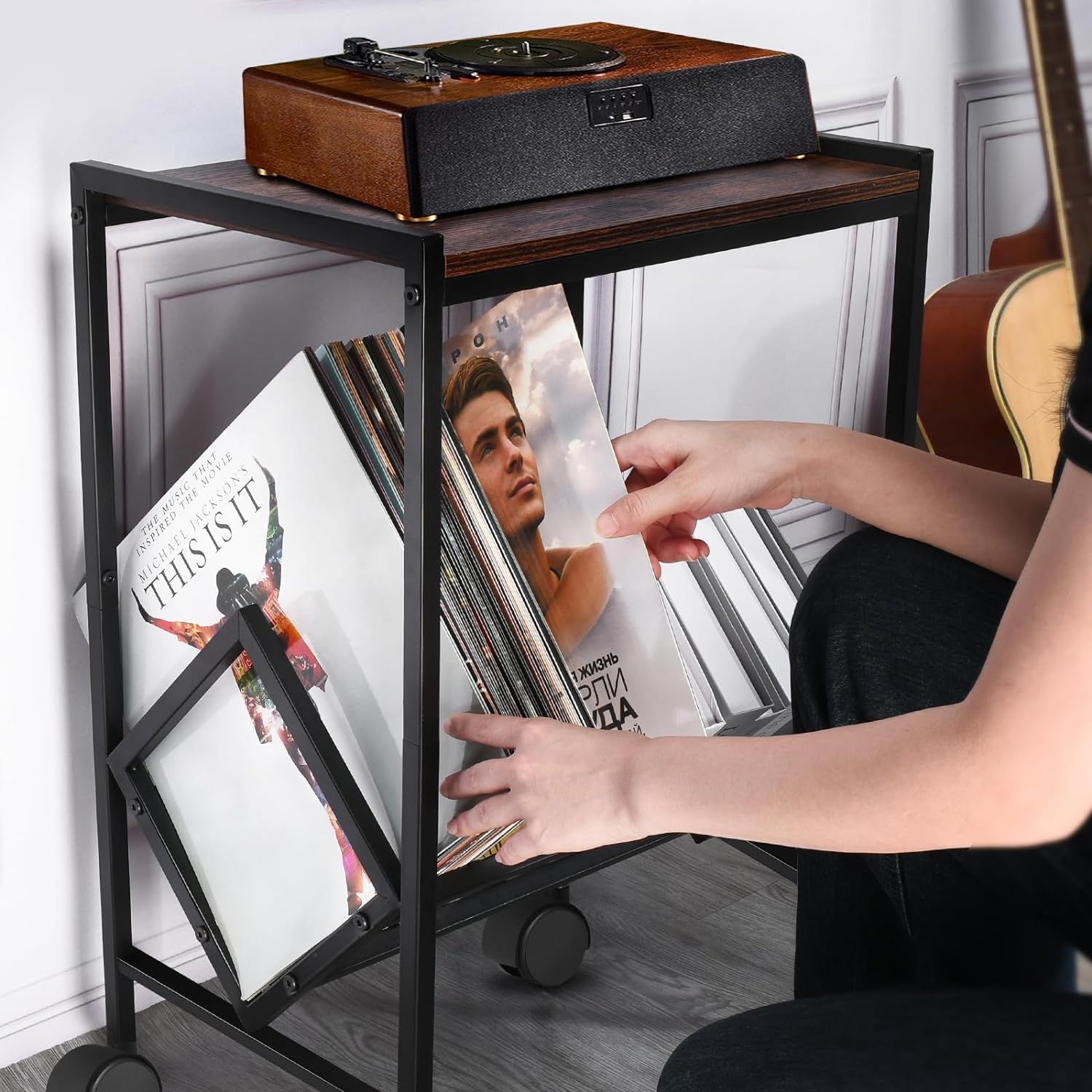 DACK Record Player Stand with Storage Up to 80 Albums,Turntable Stand ...
