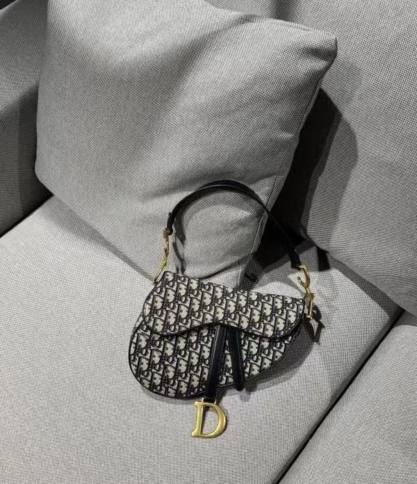 Saddle Bag with Strap Blue Dior Oblique Jacquard