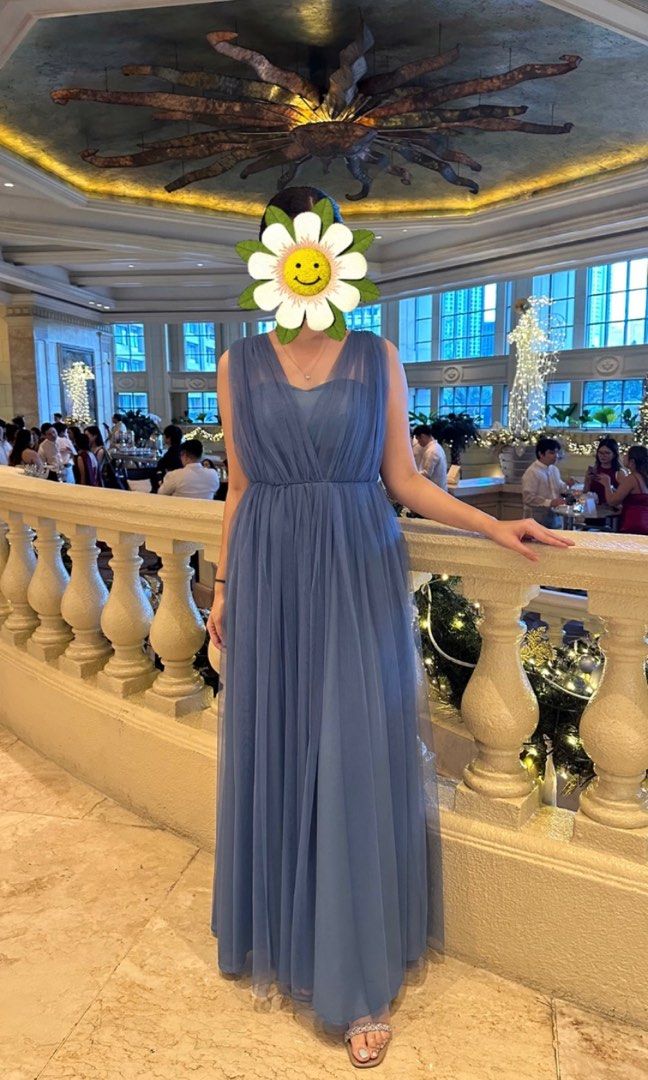 Dusty Blue Bridesmaid Gown Women s Fashion Dresses Sets