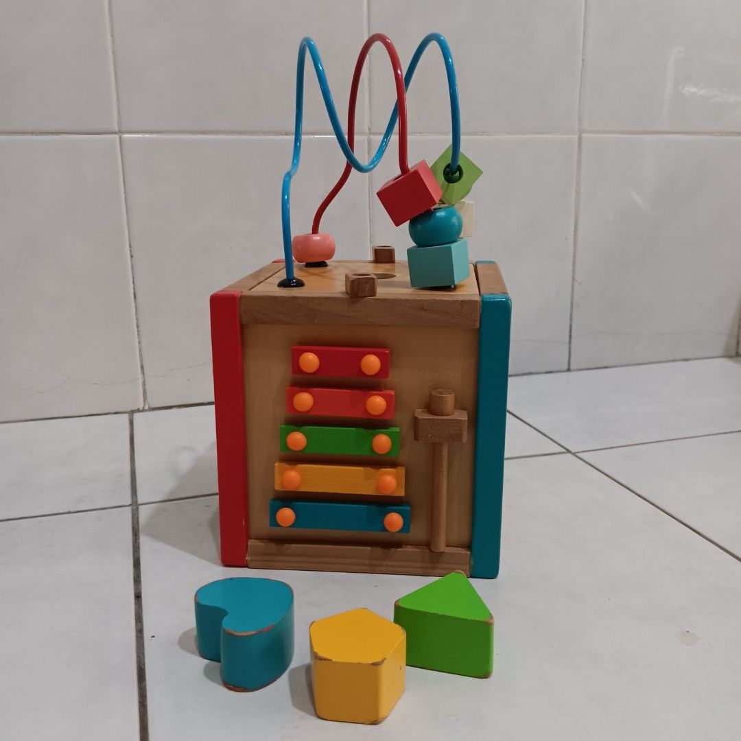 Elc mini wooden activity outlet cube