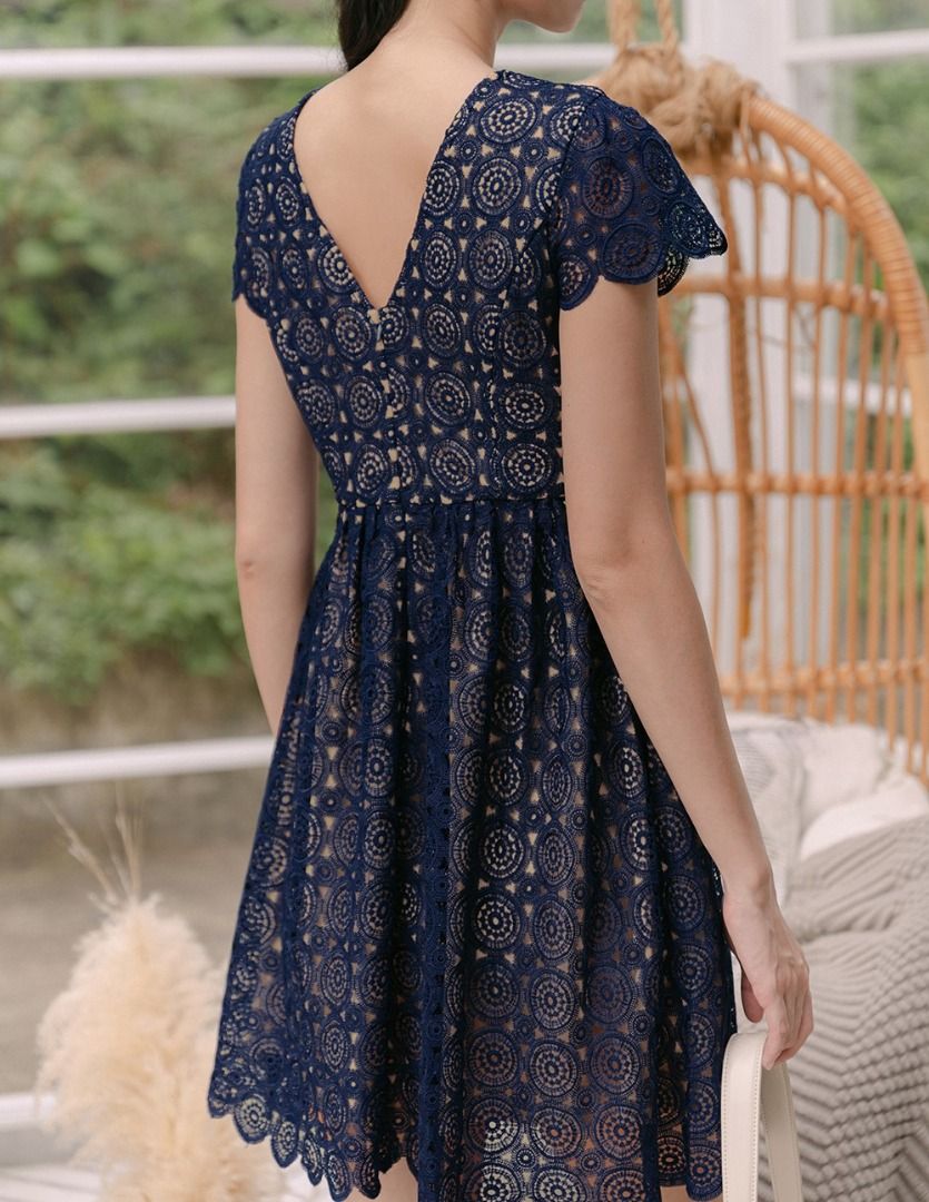 Navy crochet hotsell skater dress