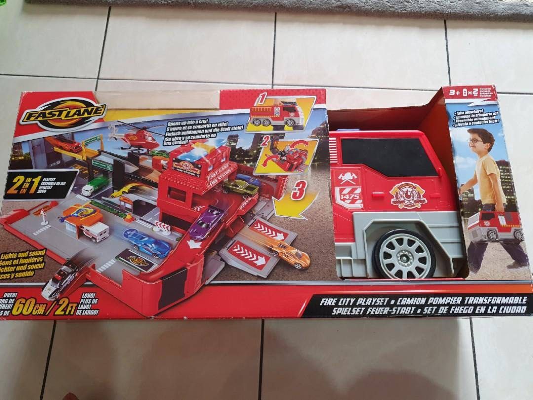 Fast lane fire city deals playset