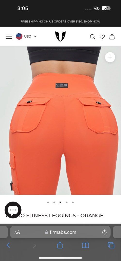 Firm Abs Cargo Fitness Leggings Orange, Women's Fashion, Bottoms, Other  Bottoms on Carousell