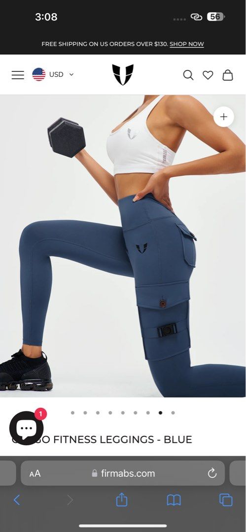 Firm Abs cargo fitness leggings Blue, Women's Fashion, Bottoms, Other  Bottoms on Carousell