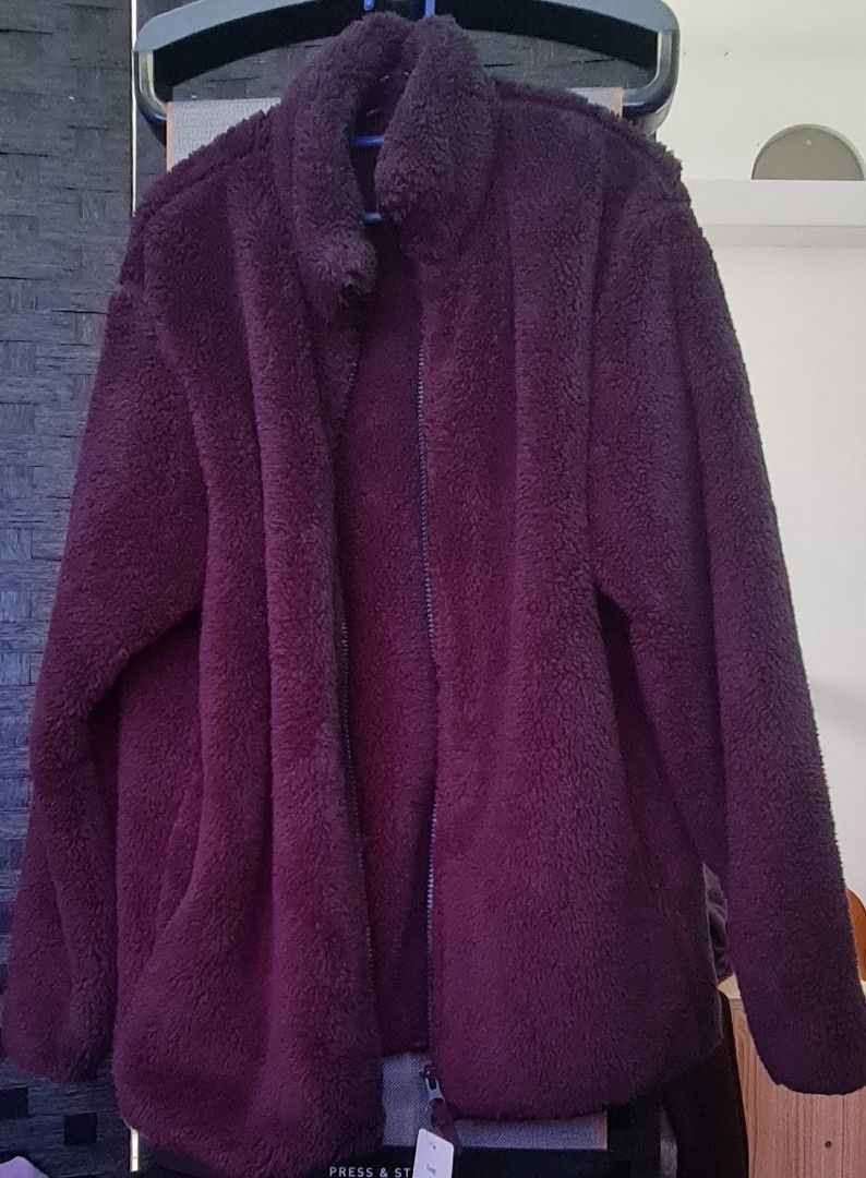 Fluffy Fleece Regular Fit Full Zip Jacket Men s Fashion Coats
