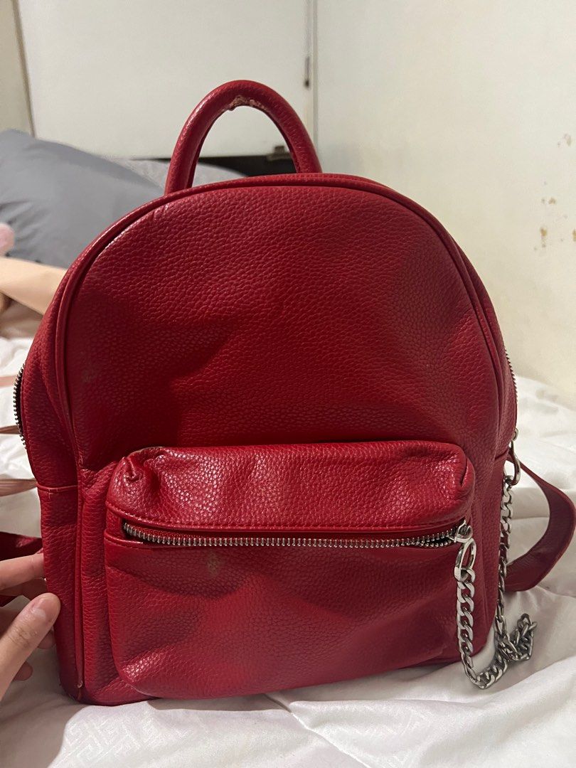 Forever 21 Red Leather Backpack
