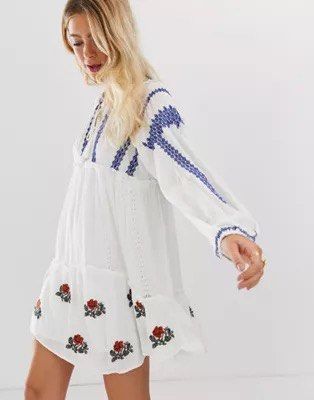Free people wild 2025 horses embroidered mini dress