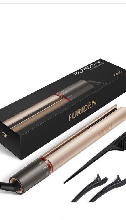 FURIDEN Hera 2 in 1 Tourmaline Ceramic Flat Iron Gold Beauty