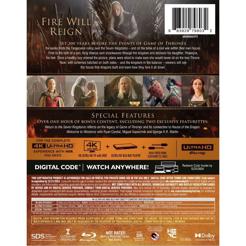 Games Of Thrones Prequel House of the Dragon Season 1 (2022) 4K [ Blu