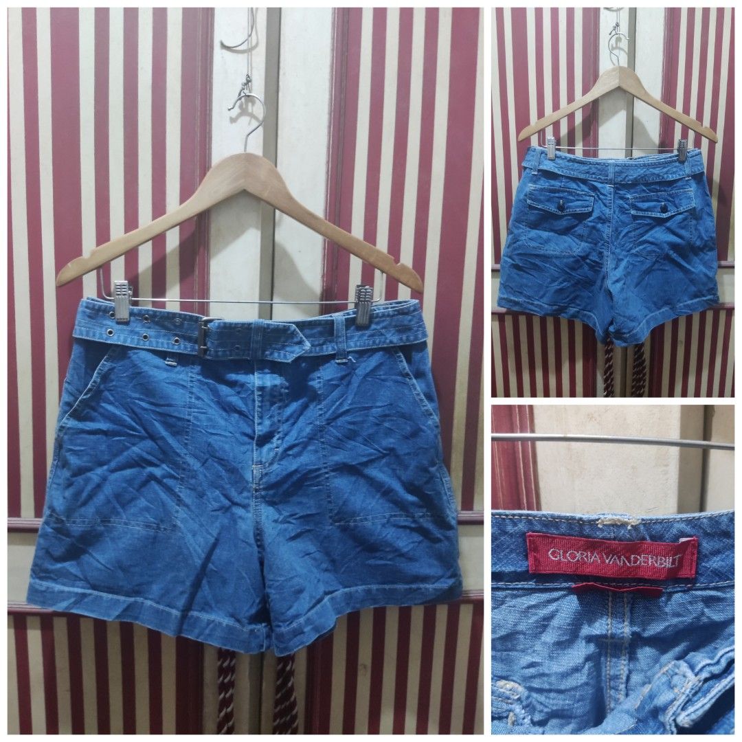 L Gloria Vanderbilt Denim Shorts with Belt Women s Fashion Bottoms Shorts on Carousell