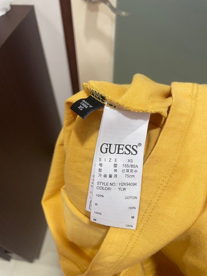Guess mustard t shirt new arrivals