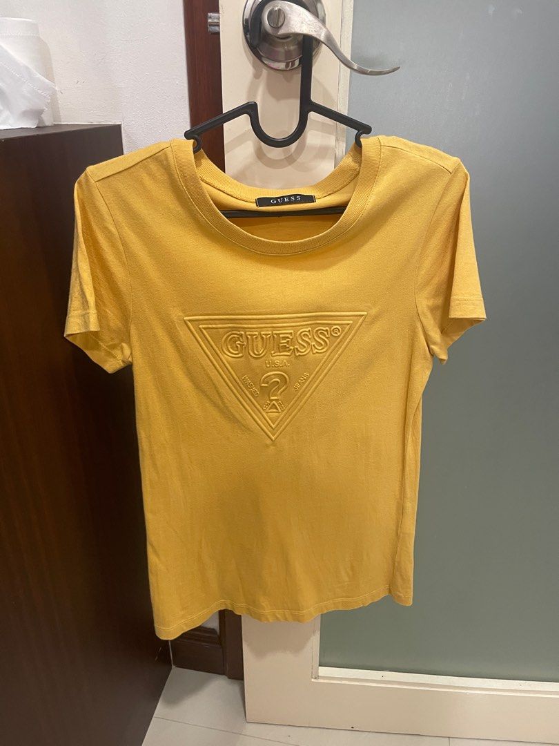 Guess mustard t shirt hotsell