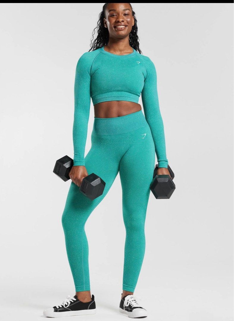 Gymshark seamless crop top and leggings set, Women's Fashion