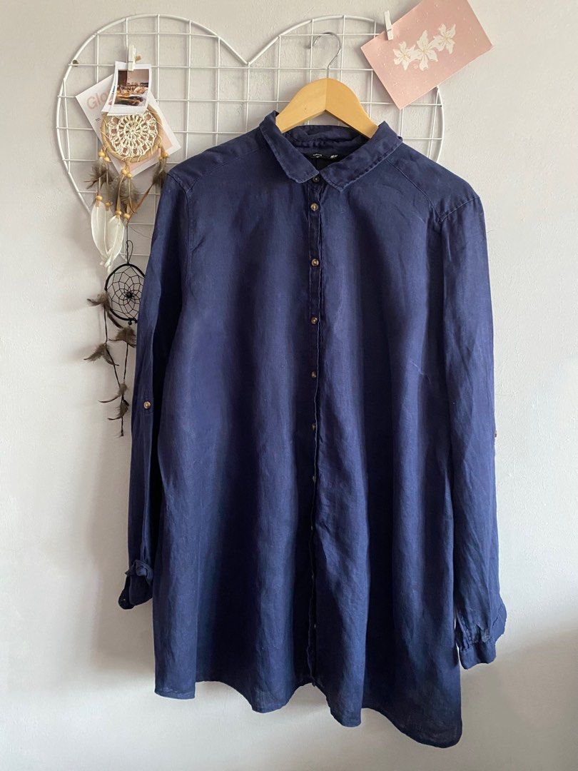 H M 100 Linen Mama Maternity Wear Long Blouse Women s Fashion