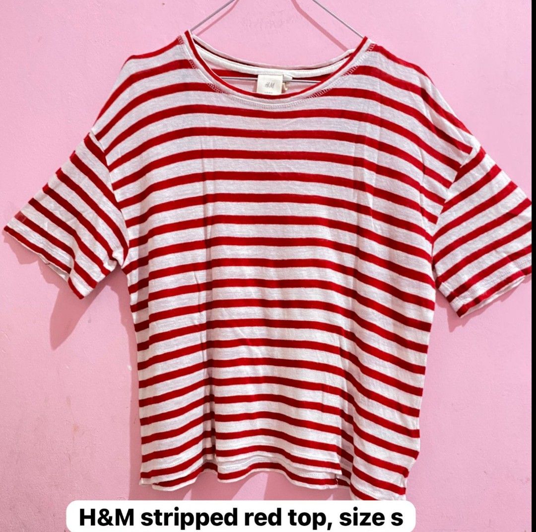 H and m red and white striped top top