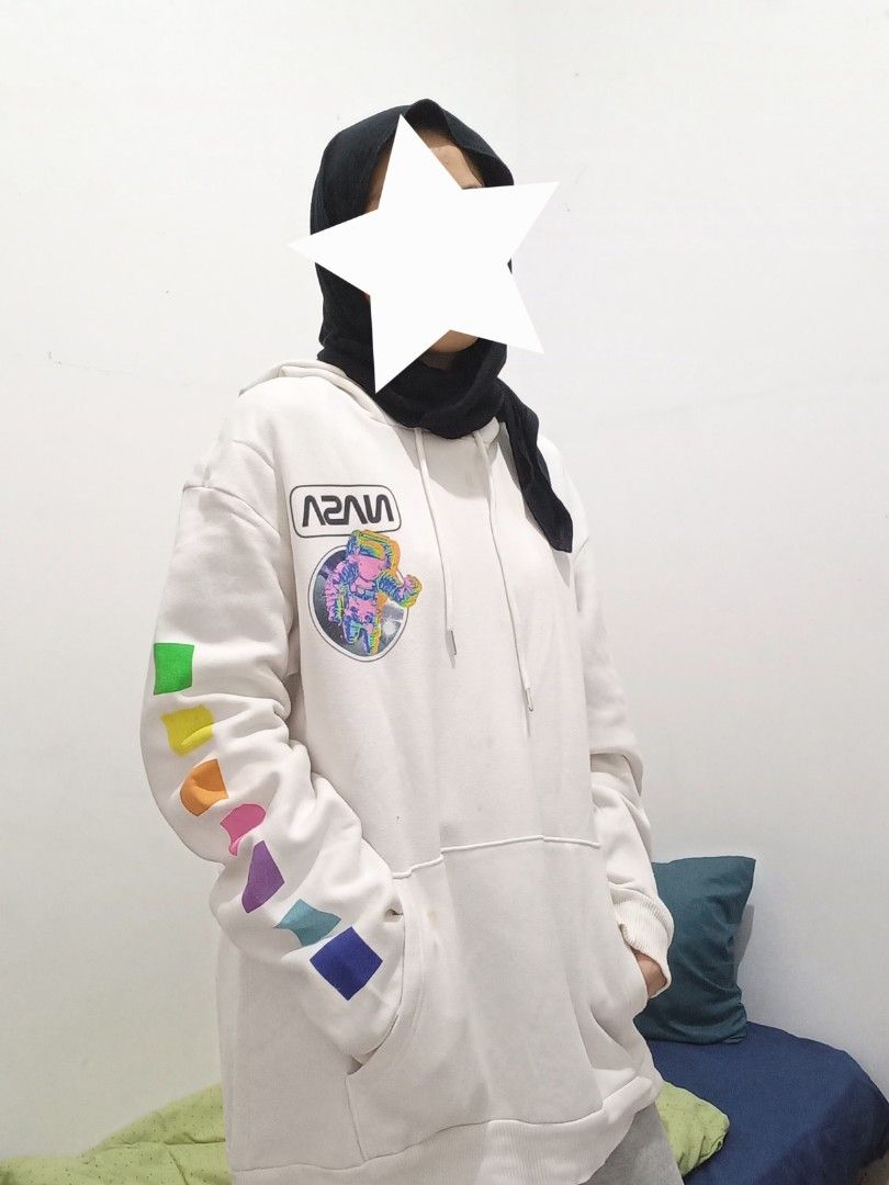 Hyper Space Hoodie NASA print out rainbow y2k Fesyen Pria Pakaian Baju Luaran di Carousell
