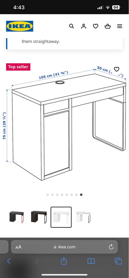 IKEA Study table and chair, Furniture & Home Living, Furniture, Tables & Sets on Carousell