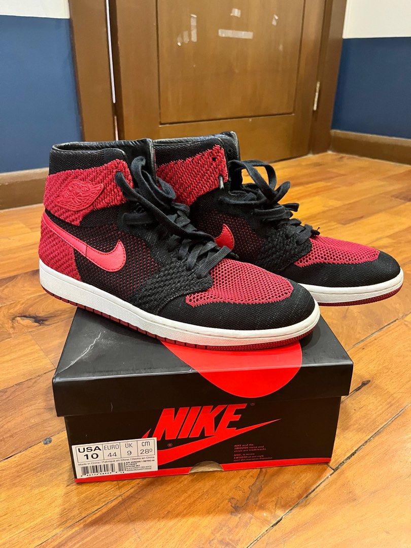 Jordan 1 Flyknit Bred Size 10 Men s Fashion Footwear Sneakers