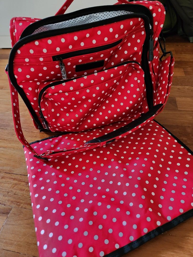Red and white polka dot bag hotsell
