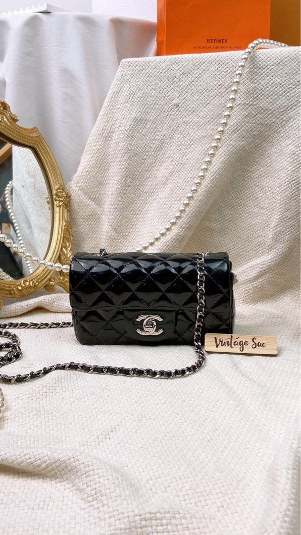 Chanel patent on sale mini flap bag