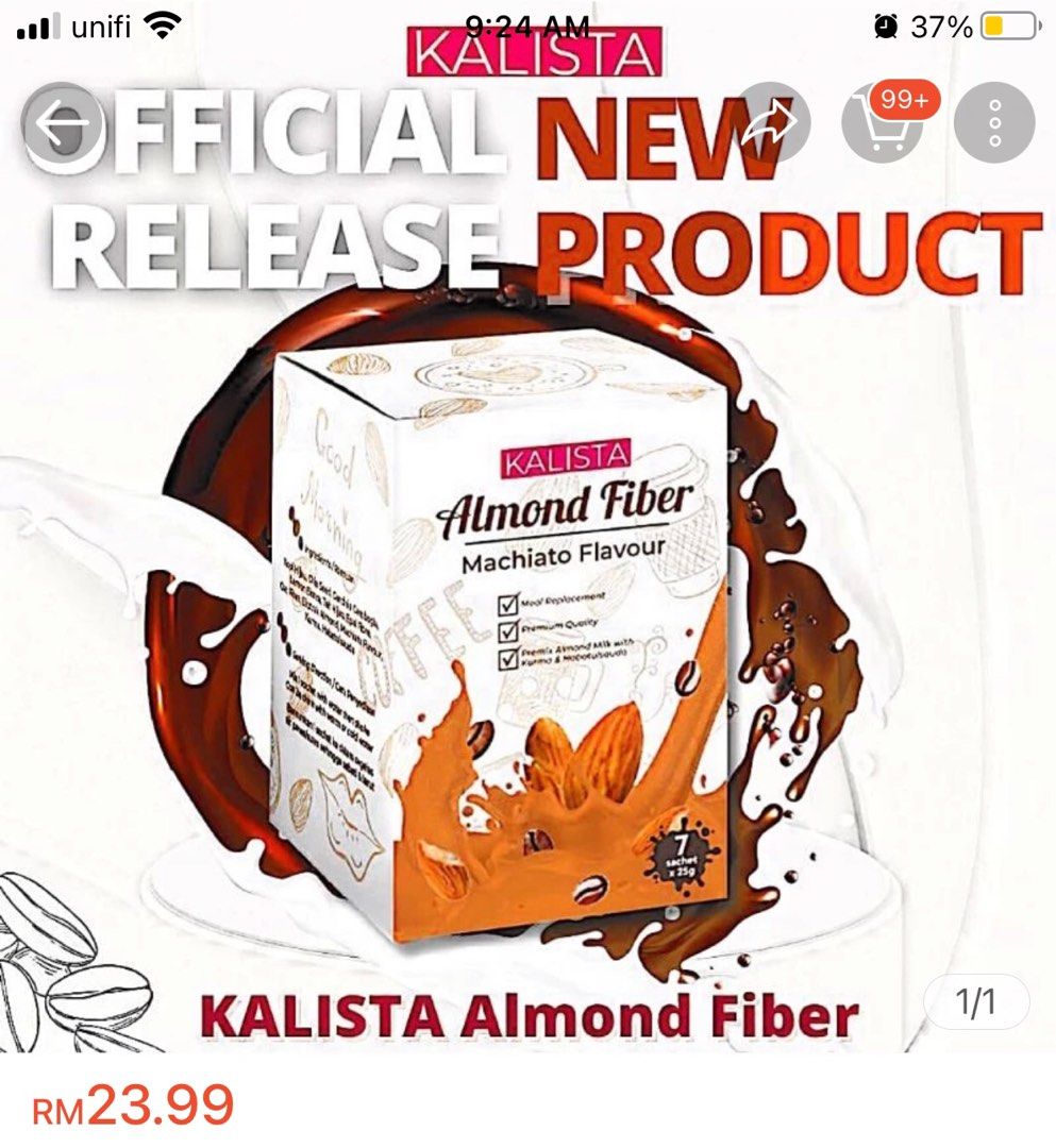 Kalista Almond Fiber/Dhara/BurnIceTea/Skinni, Health & Nutrition, Health Supplements, Sports