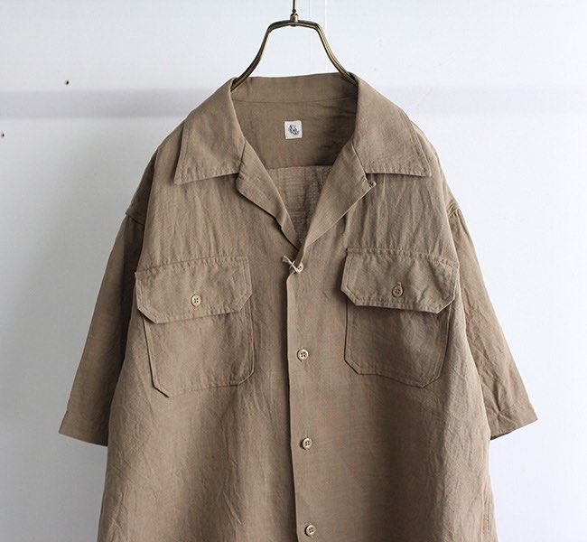 Kaptain sunshine Linen Silk cotton Open Collar Shirt