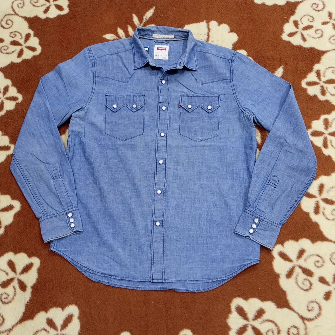 Kemeja Jeans Levis 23 Kemeja Denim LEVIS Sz L Pria Original Lengan
