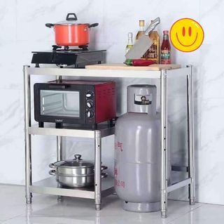 Kitchen stainless steel shelf console floor-to-ceiling gas rack stove