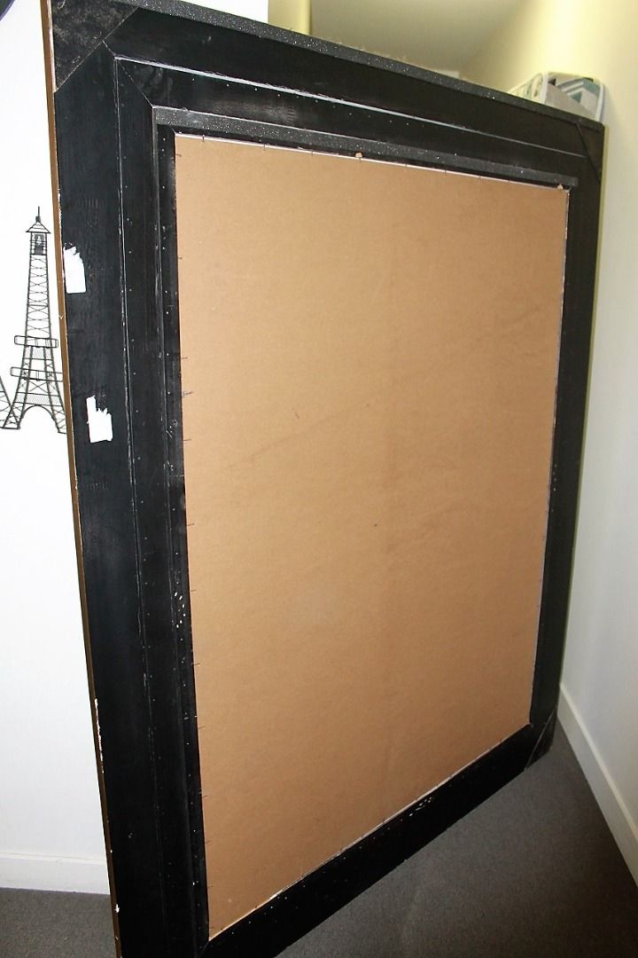 Large vintage mirror with ornate frame in gold and black, Furniture