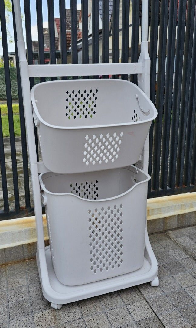 Laundry Basket with Hanger Bakul Baju Furniture Home Living Home Improvement Organisation Laundry Baskets on Carousell