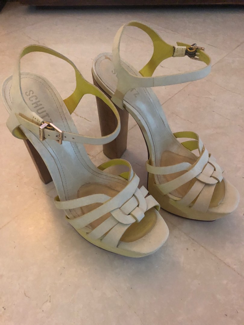 Light yellow block heels outlet