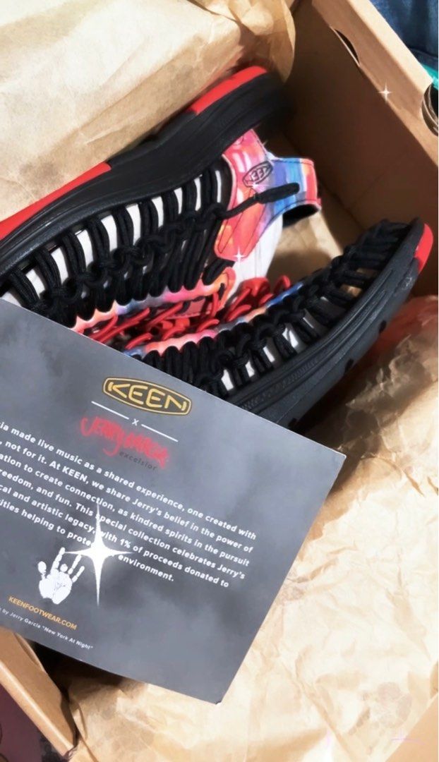 LIMITED EDITION- KEEN UNEEK X JERRY GARCIA (Category: Sneakers & Footwear) located in Singapore. Submitted by hforhaz (Listing ID 1276038139, Image 3). Description: Limited Edition Pair For Sale ‼️ Sandals are almost new, lightly worn (once/twice) for short distance 💯 Selling as I’m not wearing it comfortably. Comes with original box and card, except that box has abit of torn at the top (last pic) Slight negotiation for fast deal ‼️.