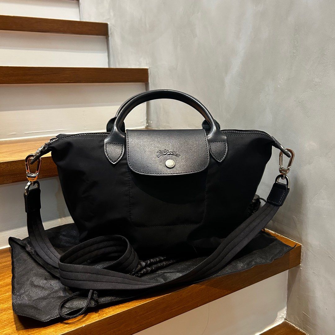 Longchamp black neo small with long strap (Category: Luxury Bags & Wallets) located in General Trias. Submitted by shop.nikki (Listing ID 1276021491, Image 1). Description: AUTHENTIC inclusion: generic dust bag.
