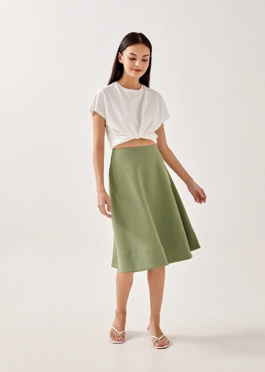 Jade green midi skirt new arrivals