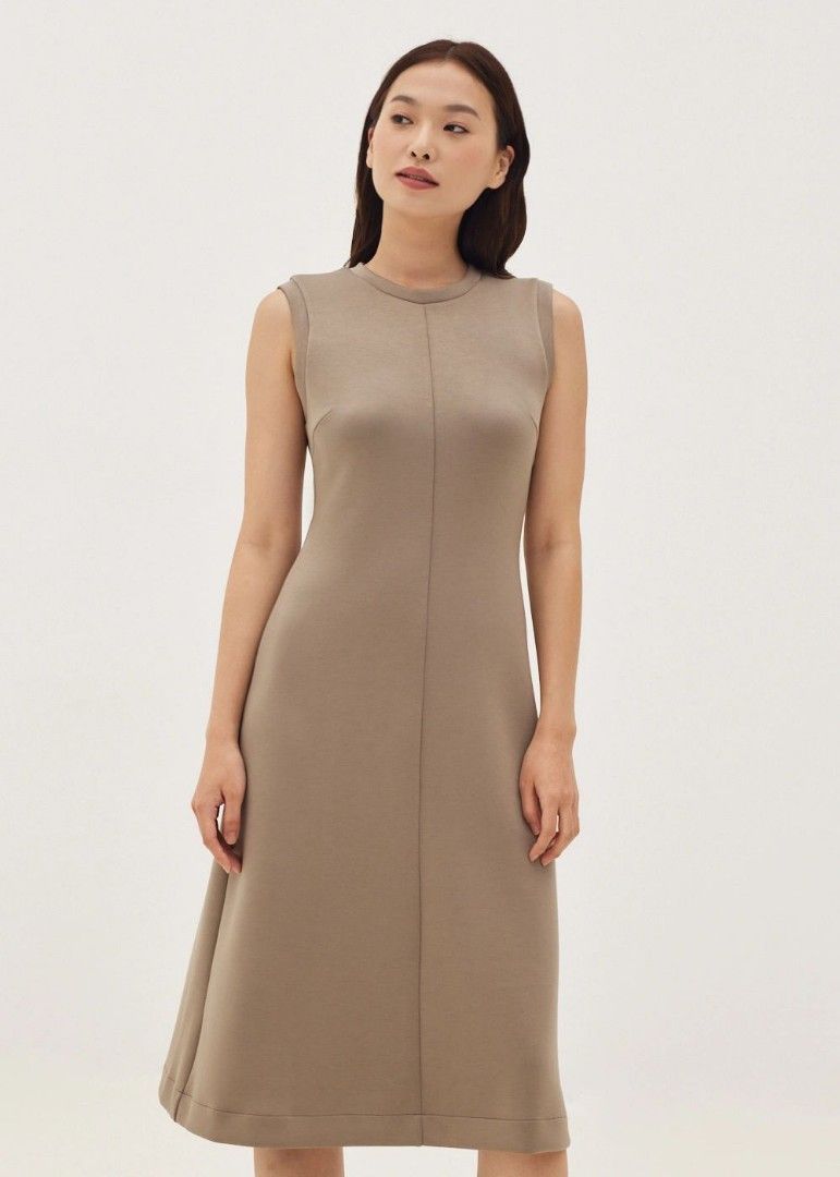 Love Bonito LB neoprene Aline midi dress in warm clay BNWT