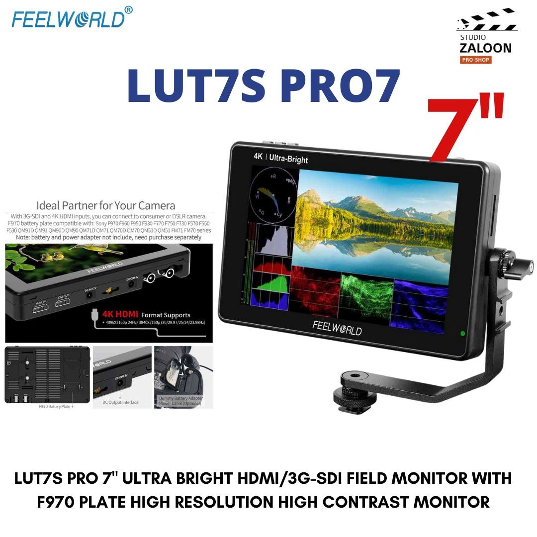 Lut7S Pro 7" FeelWorld ULTRA BRIGHT HDMI/3G-SDI FIELD MONITOR WITH F970 ...