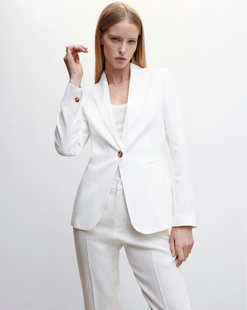 White linen blazer womens hotsell
