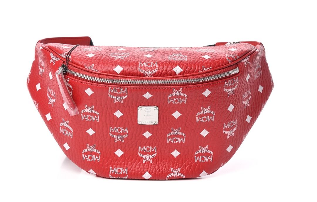 MCM Ruby Red Visetos Medium Stark Belt Bag Men s Fashion Bags