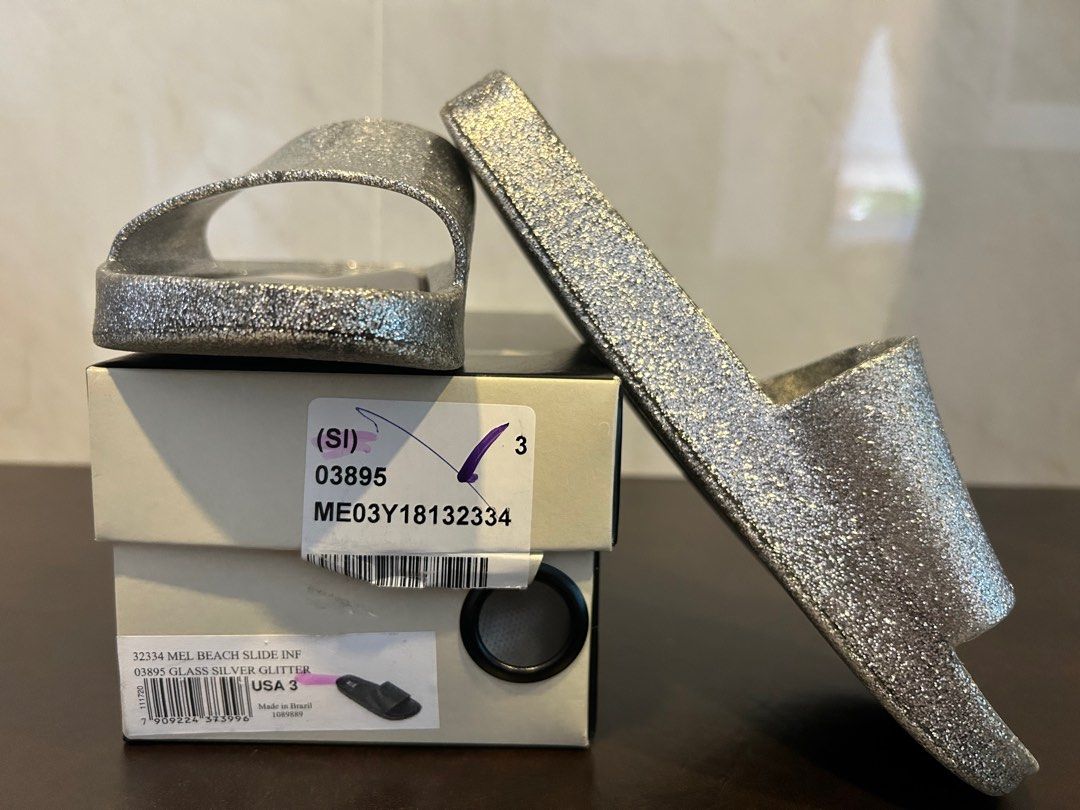 Silver glitter slides store