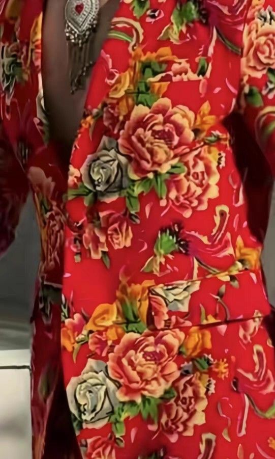 Red floral clearance suit jacket