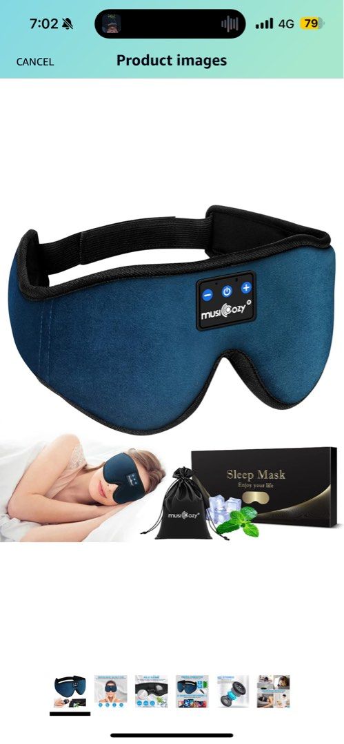 MUSICOZY + Sleep Headphones 3D Bluetooth 5.0 Wireless Sleep Mask