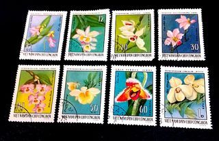 North Vietnam 1976 - Orchids 8v. (used) COMPLETE SERIES