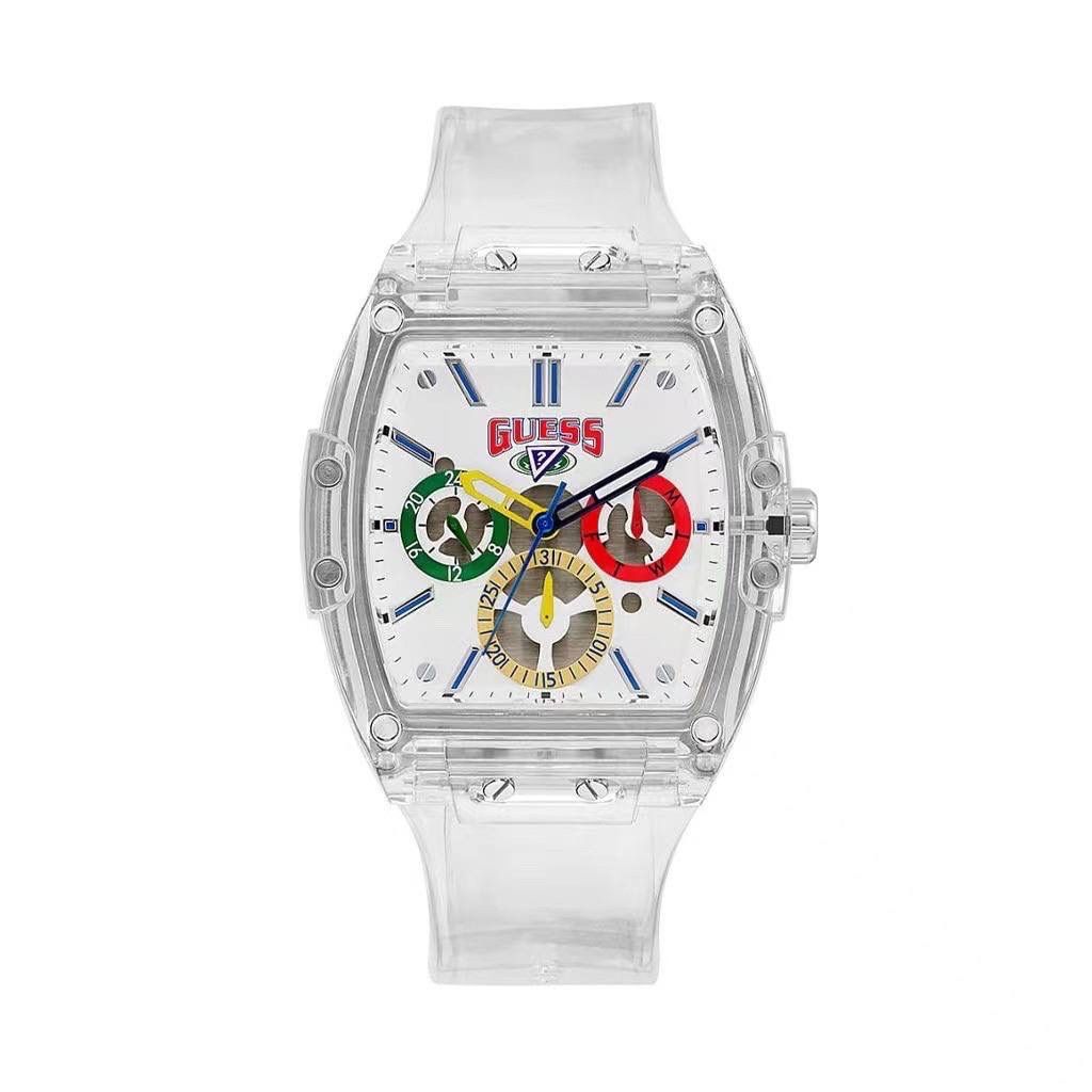 Original Guess Men Legacy Black Dial Red Silicon Watch V1051M1